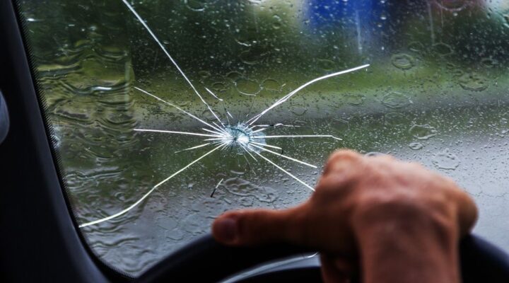 Technician repairing a long windshield crack in McKinney, TX using resin injection