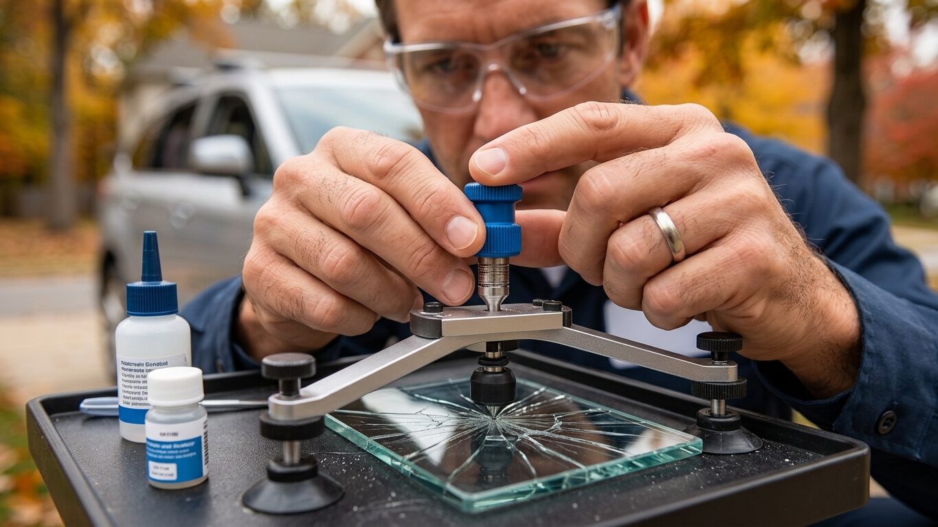 Expert Windshield Repair in Fayetteville, AR on a family SUV.